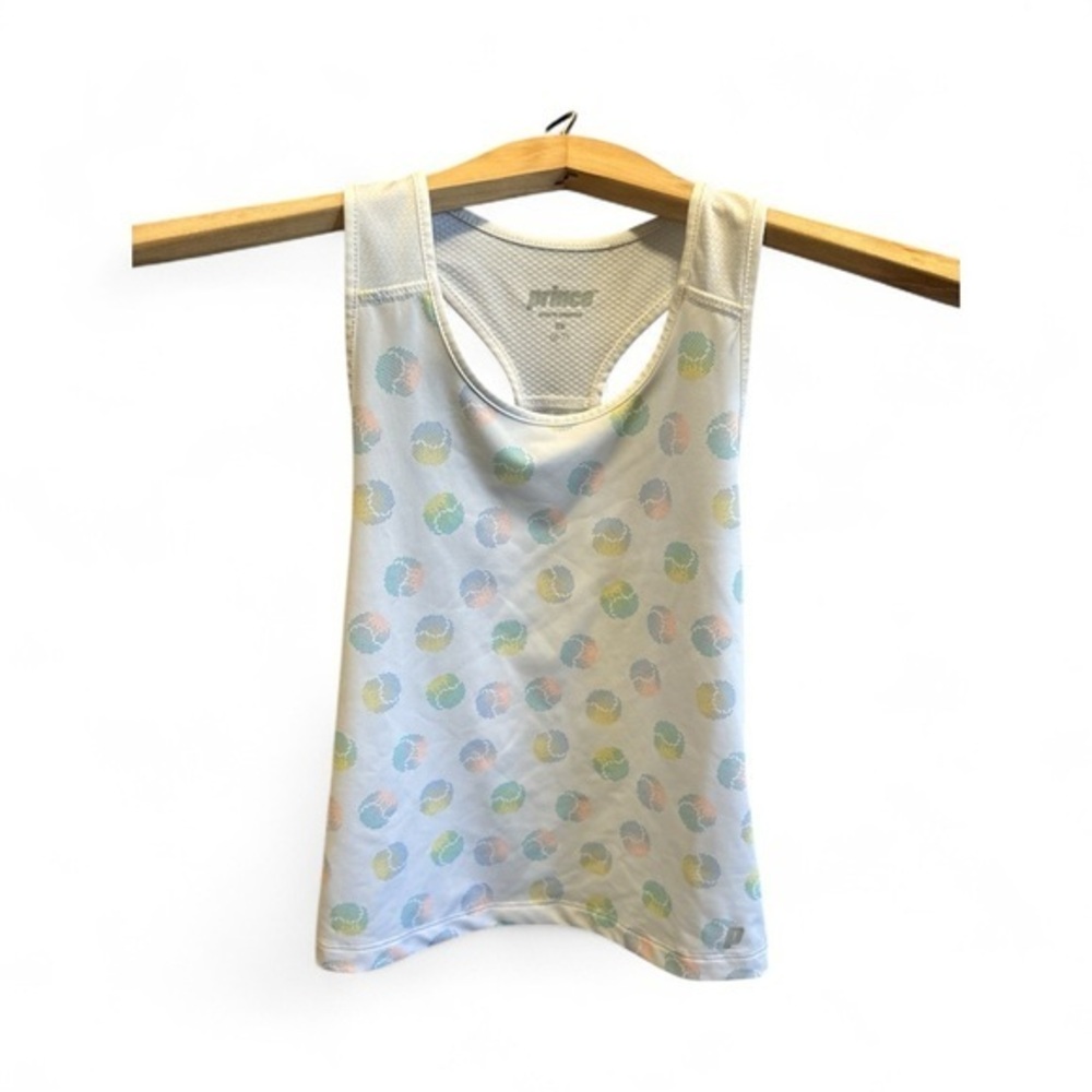 Prince Kids Tennis Tank Top - White with Multicolor Balls Pickleball Athletic